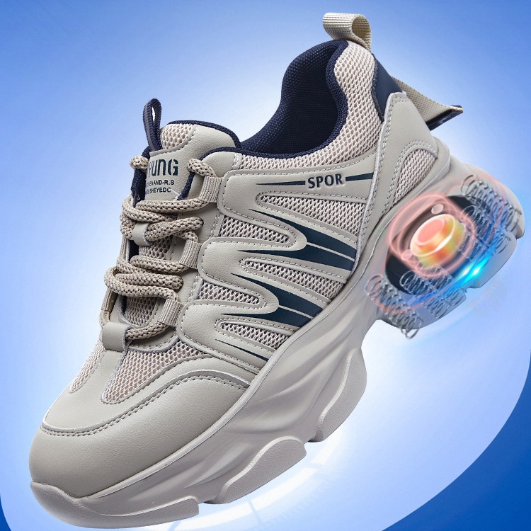 磁震动足底脚底穴位按摩鞋脉冲健步鞋2023年秋冬真皮加绒老爹鞋女