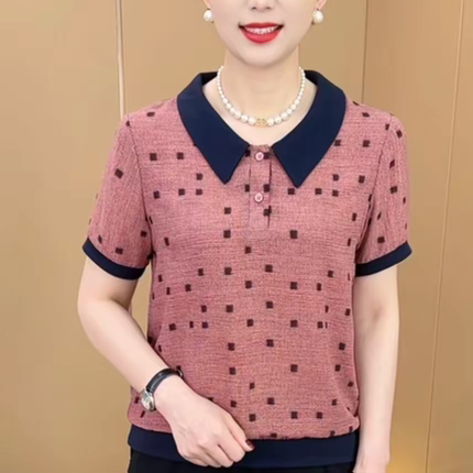 夏季新款娃娃领弹力方块气质短袖气质百搭显瘦减龄宽松洋气打底衫