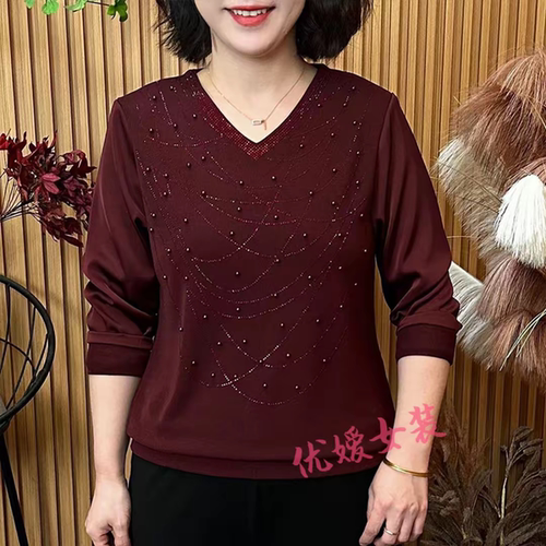 春季新款时尚V领纯色小衫