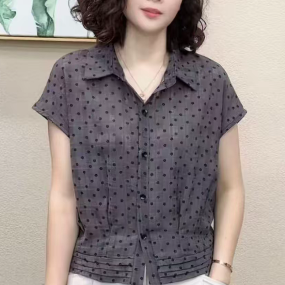 夏季新款薄款豹纹短袖衬衫翻领开衫圆领显瘦百搭舒适透气休闲上衣