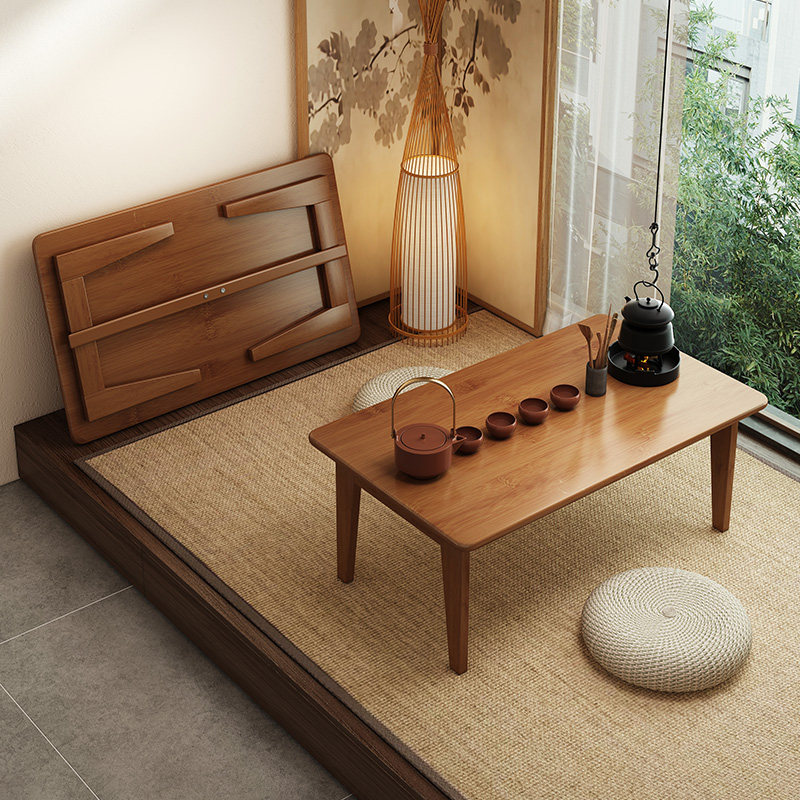 可折叠飘窗小桌子家用炕桌日式榻榻米小茶几床上学习书桌电脑矮桌