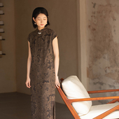 布小匠原创设计夏季 桑蚕丝重磅绢纺香云纱连衣裙新中式 改良旗袍女