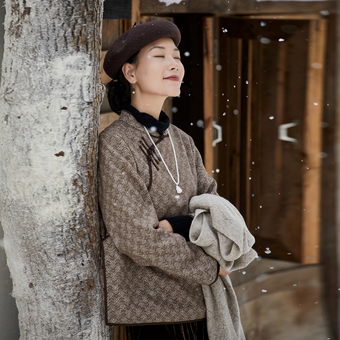 布小匠原创设计羊毛混纺夹棉外套