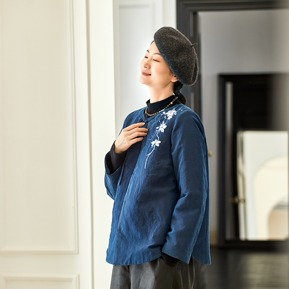 原创设计桑蚕丝提花香云纱棉服