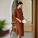 布小匠原创设计天丝羊毛高级提花改良旗袍女秋季 气质连衣裙 新中式