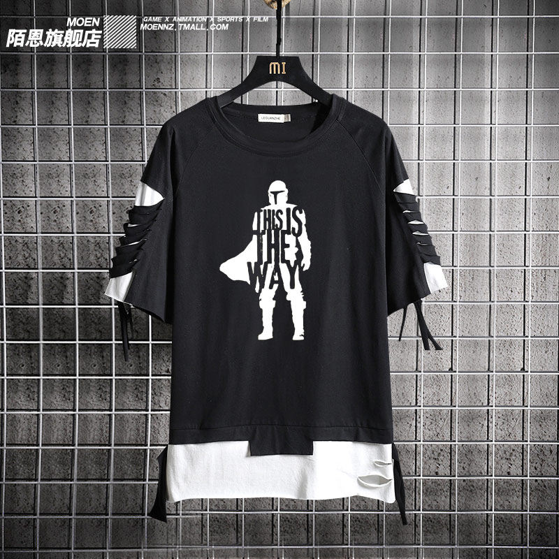 Star Wars星战外传曼达洛人星球大战男女纯棉圆领飘带短袖T恤