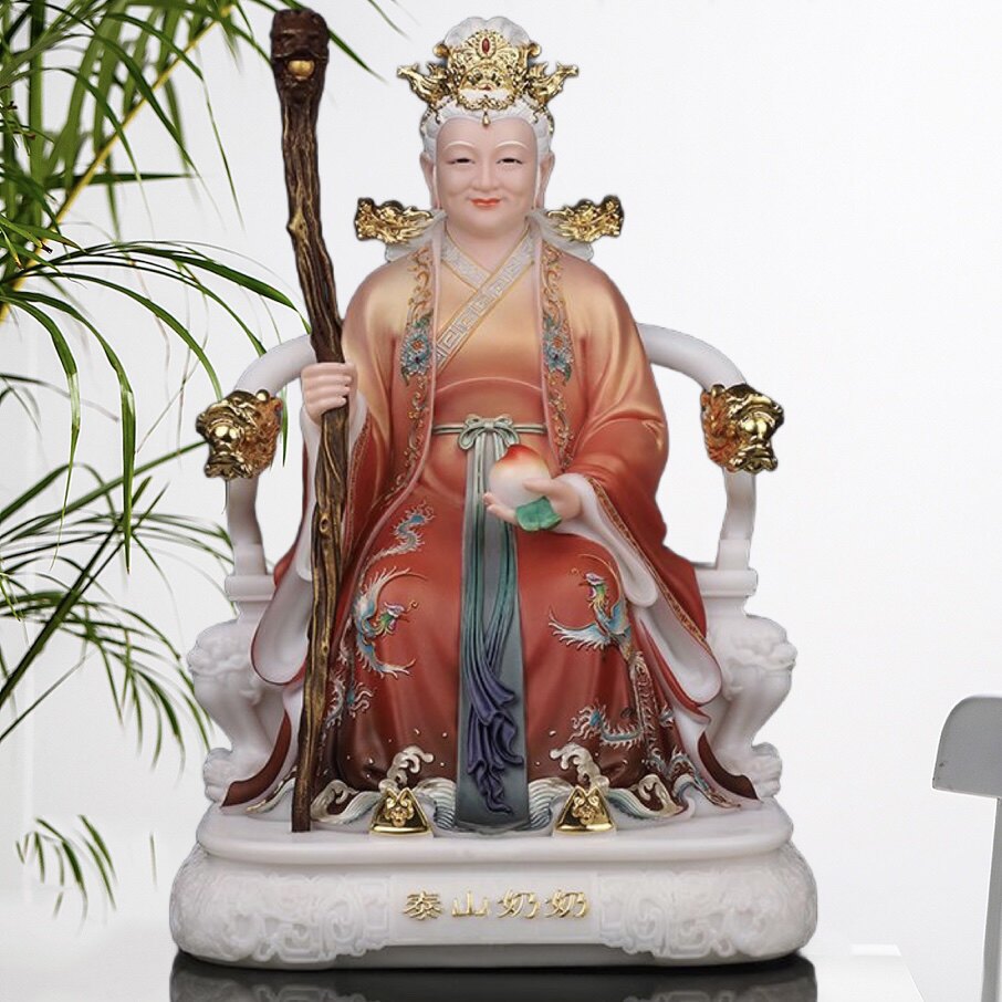 泰山奶奶碧霞元君神像泰山圣老母汉白玉神像家居泰山娘娘摆件像体