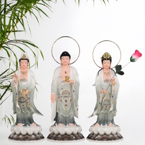 西方三圣佛像阿弥陀佛大势至观世音菩萨站像佛堂神像三圣摆件
