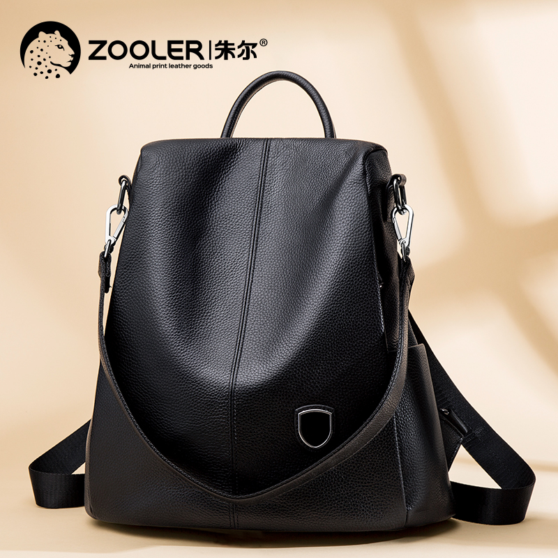 新款百搭头层牛皮女士防盗双肩包