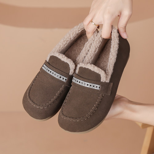 反绒皮休闲舒适加绒保暖毛毛鞋