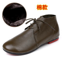 2026 Summer New style fleece leather shoes, genuine leather flat casual shoes, mom shoes, oversized women's shoes, 41-43 ankle boots for women thumbnail 8
