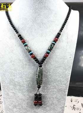 天然九眼天珠项链玛瑙招财毛衣链