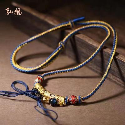 手工编织藏风项链绳男女唐卡扎基拉姆吊坠绳香灰琉璃珠毛衣链挂绳