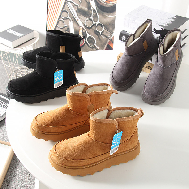 仿羊羔绒内里雪地靴加绒棉鞋厚底