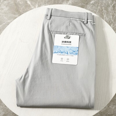薄款透气冰丝棉夏季修身休闲裤男