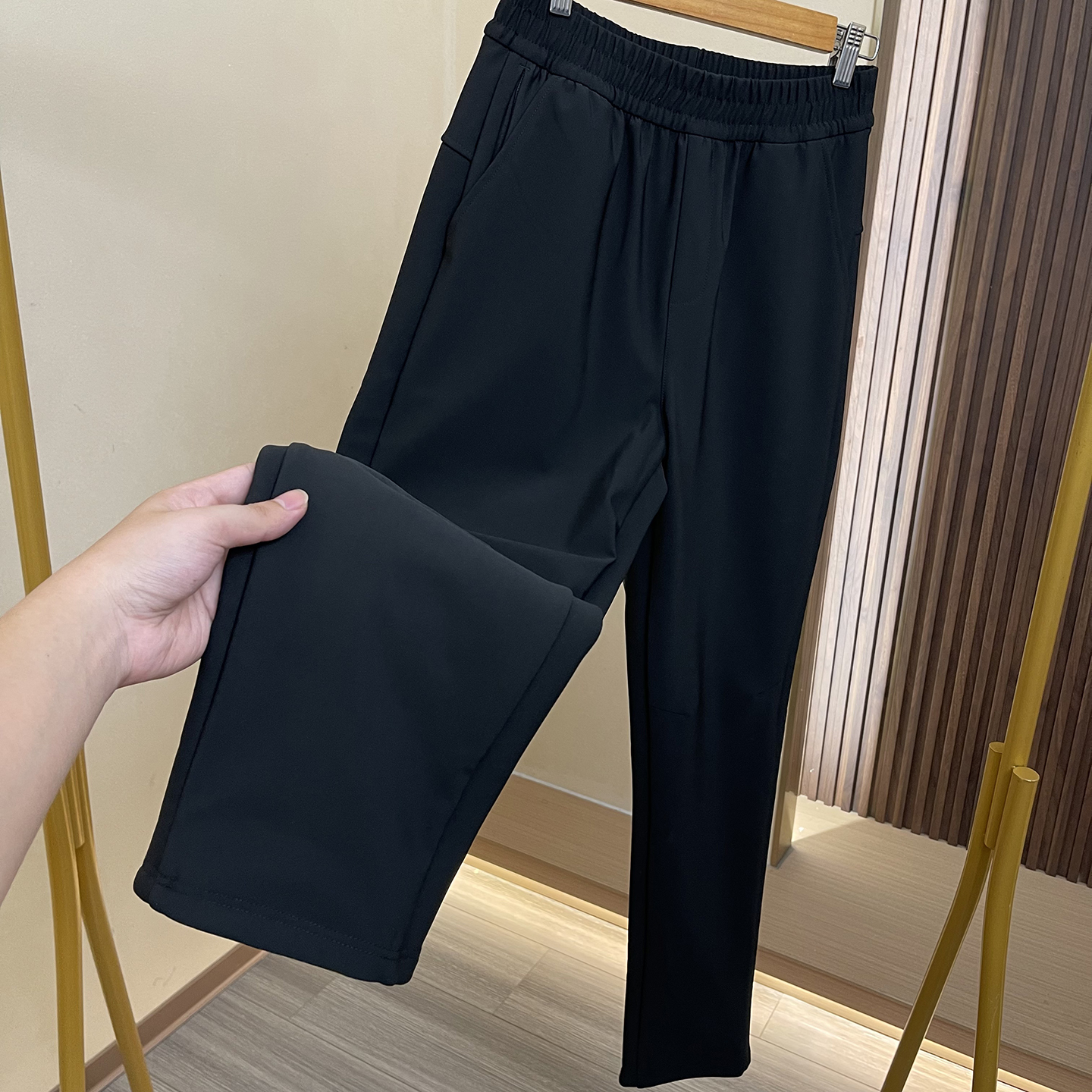 耗牛绒护腰防水加绒运动羽绒裤男