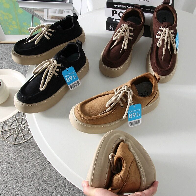 复古袋鼠鞋英伦风！外贸男鞋秋冬休闲软底轻便百搭翻毛皮厚底板鞋,流行男鞋,休闲板鞋,淘宝优惠券,粉丝福利购,淘宝优惠卷