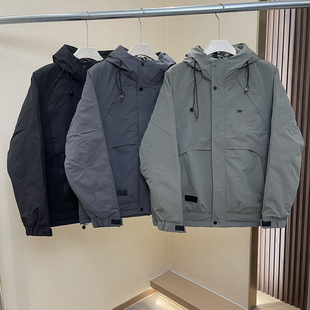 连帽棉服棉衣 秋冬软面加棉夹克宽松男士 痞帅户外 内里二棉填充