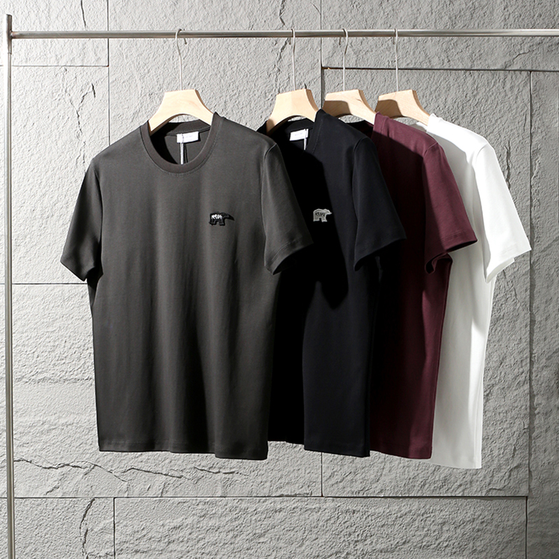 凉感冰皮全棉贴布刺绣短袖T恤男