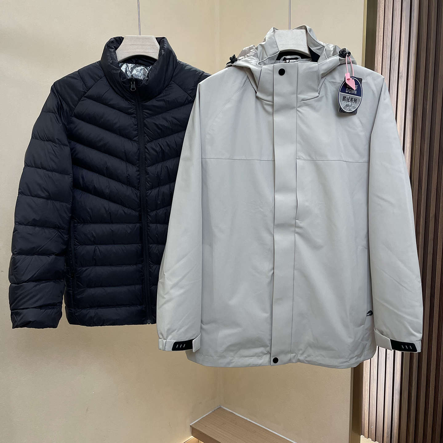 90白鹅绒可拆冲锋式三合一羽绒服