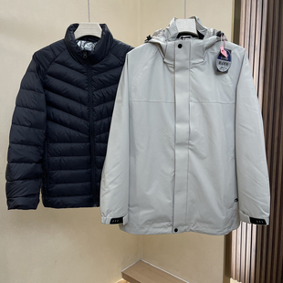 柜3299！90白鹅绒可拆内胆！户外三防软面运动风三合一羽绒服男装