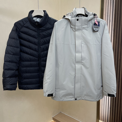 90白鹅绒可拆运动风三合一羽绒服