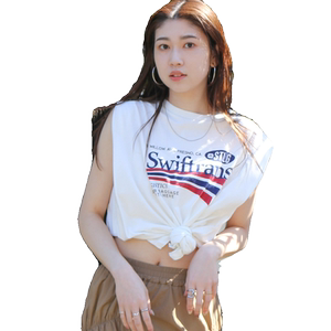 Ungrid2024夏季新款美式复古印花字母宽松无袖圆领背心1124327886