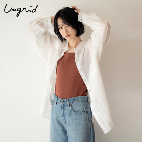 Ungrid素色宽松微透棉麻衬衫