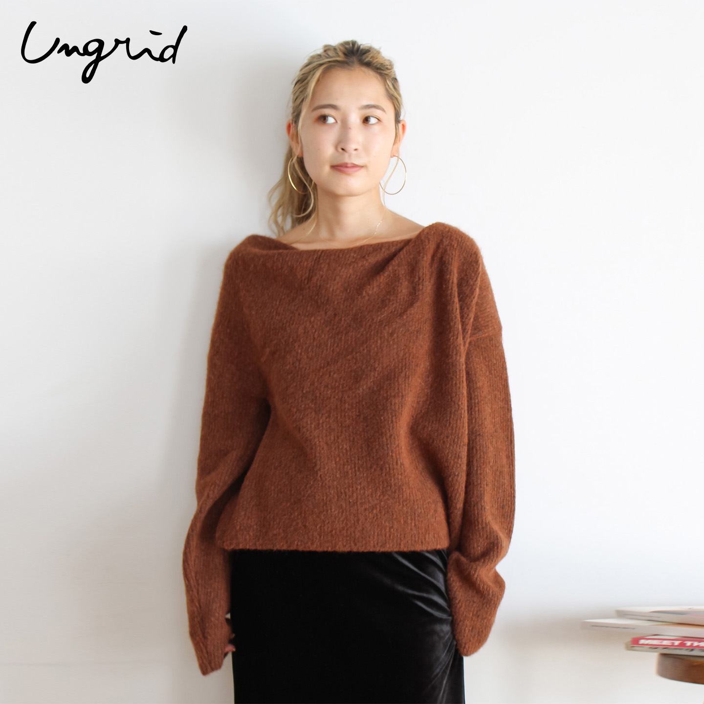 Ungrid25秋冬新品绒毛感毛针织衫