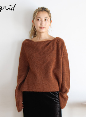 Ungrid25秋冬新品慵懒不规则领柔软绒毛感毛针织衫上衣1125526734