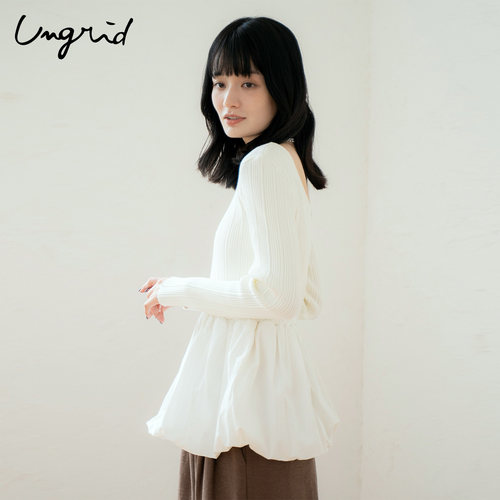 Ungrid针织拼接小露背针织衫