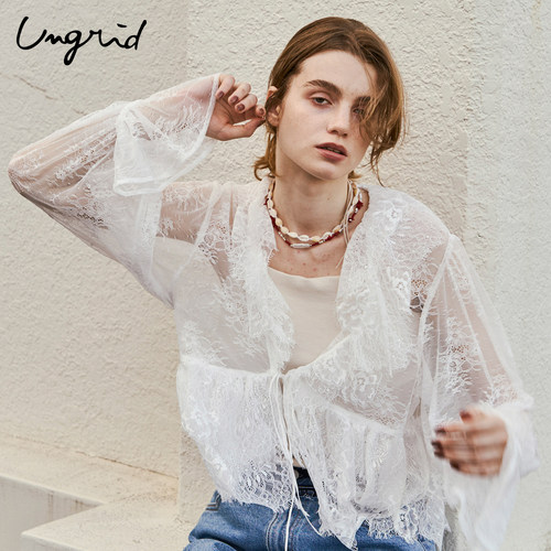 Ungrid日系睫毛蕾丝系带开衫