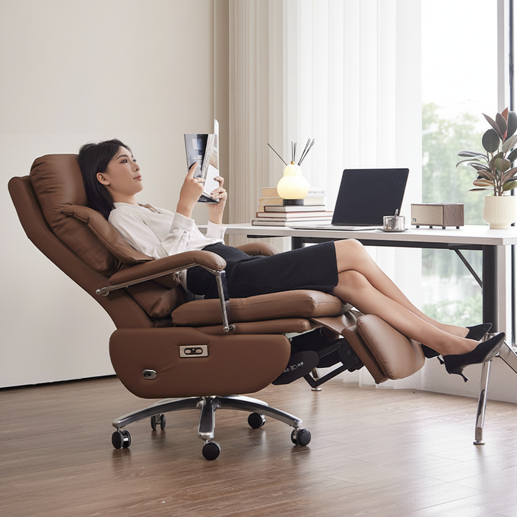高端电动按摩老板椅高级感新款办公躺椅午睡舒适久坐商务座椅真皮,住宅家具,电脑椅,淘宝优惠券,粉丝福利购,淘宝优惠卷