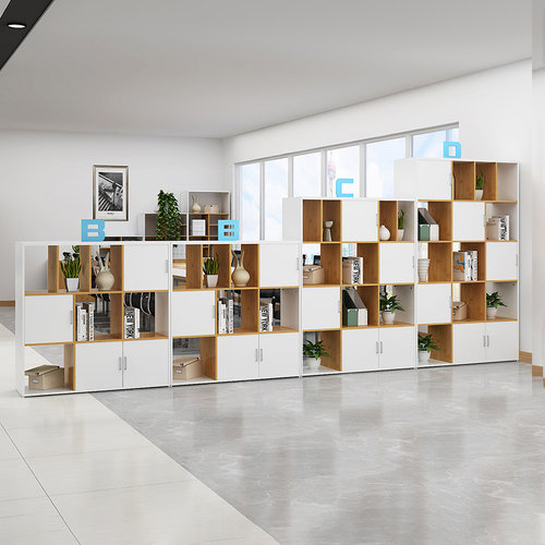 办公室镂空隔断柜木质矮柜组合置物空展示柜文件柜资料书柜格子柜