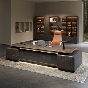 轻奢老板桌办公桌简约现代董事长总裁桌大班台经理办公室桌椅组合