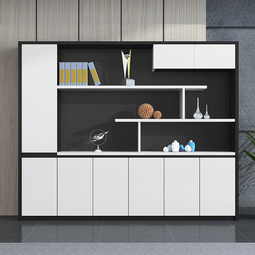 老板办公室书柜 办公家具文件柜 木质高柜简约现代资料柜背景柜子