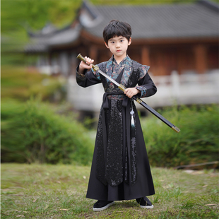 2023新款男童汉服古风国学古装儿童春秋唐装中国风少爷侠客演出服
