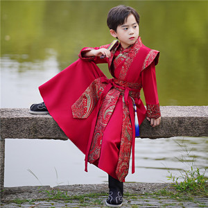 男童古装汉服春秋冬儿童帅气侠客公子服男孩中国风唐装国学演出服
