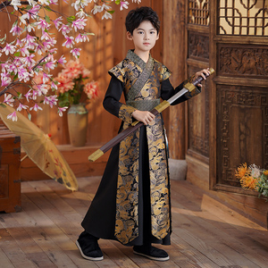 新款儿童汉服男孩中国风演出服秋侠客风古装帅气国学服公子服套装