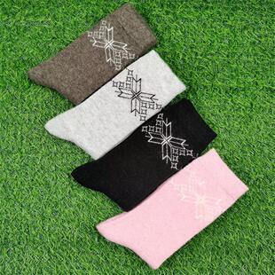 男女同款高筒袜子冬季加厚保暖羊毛袜女大码长筒袜复古雪花男士袜