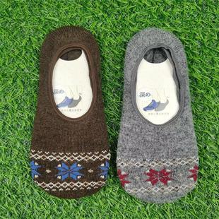 出口日单羊毛袜子女浅口船袜秋冬季复古隐形袜居家地板袜保暖女袜