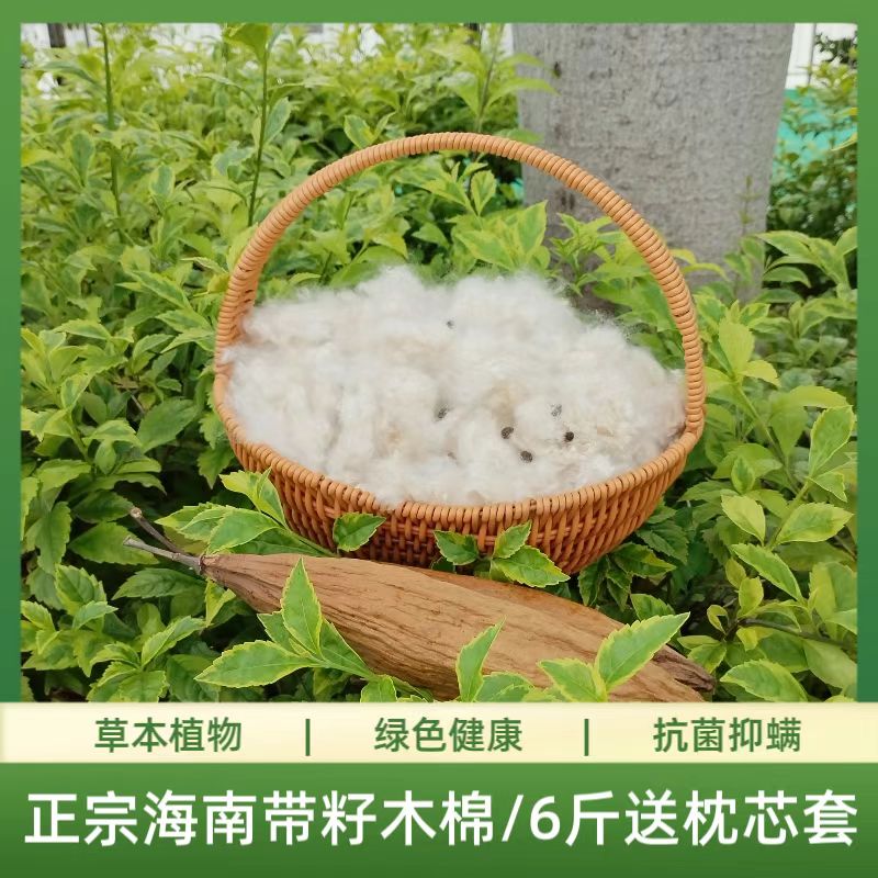 海南天然抗菌有籽木棉枕芯带籽有枕头/枕芯