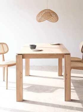 北欧Vemb全实木餐桌白橡木原木现代极简长方形设计师书桌办公桌