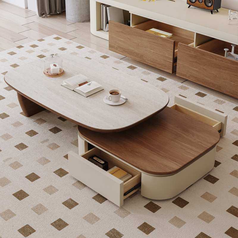 北欧简约胡桃木色奶油风客厅小户型中古伸缩岩板茶几电视柜组合,鲜花速递/花卉仿真/绿植园艺,割草机/草坪机,淘宝优惠券,粉丝福利购,淘宝优惠卷