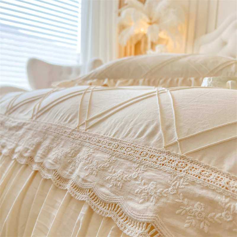 2025新款水洗磨毛花边床裙款四件套系列-西西里 1.5m床裙2m被套四