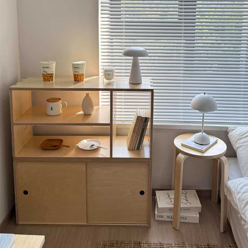 桦木海洋板实木书柜书架组合现代简约客厅收纳储物柜家用陈列柜子