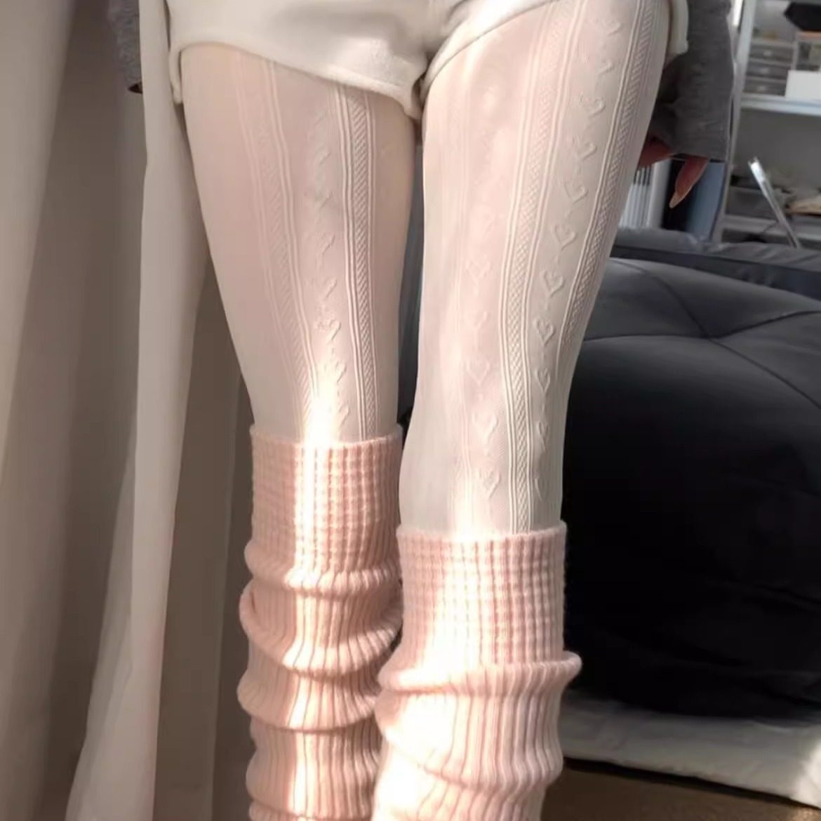 韩系爱心裤袜+粉嫩过膝袜套～白女美学！ins博主穿搭会有的feel~,女士内衣/男士内衣/家居服,长筒袜,淘宝优惠券,粉丝福利购,淘宝优惠卷