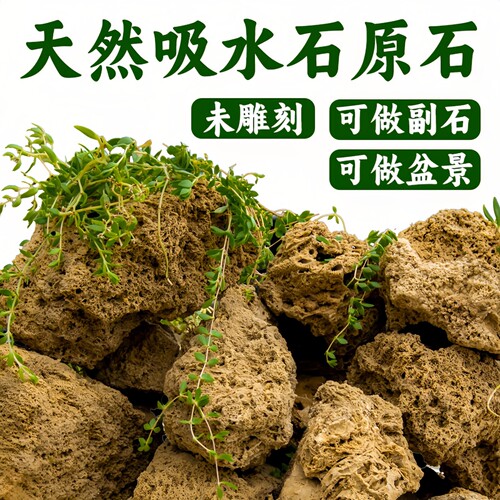 天然吸水石原石上水石毛料碎石头