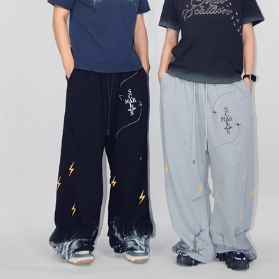 MarScallion葱啊原创美式复古跳舞宽松运动裤男女街头纯棉街舞