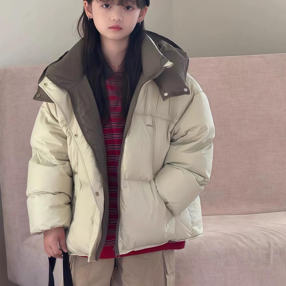 韩国儿童加厚羽绒服2025新款中大童双面穿男女童白鸭绒保暖外套潮
